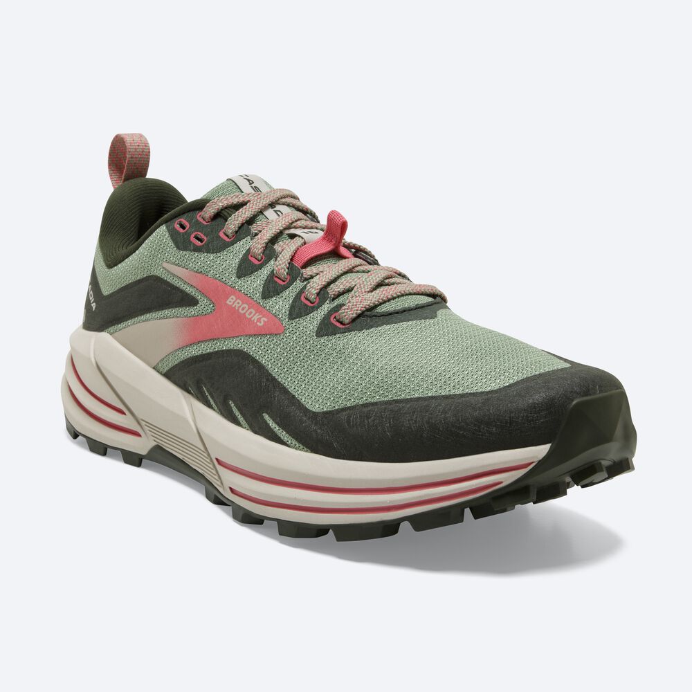 Brooks Cascadia 16 Női Terepfutó Cipő Zöld/Korall | HU406931