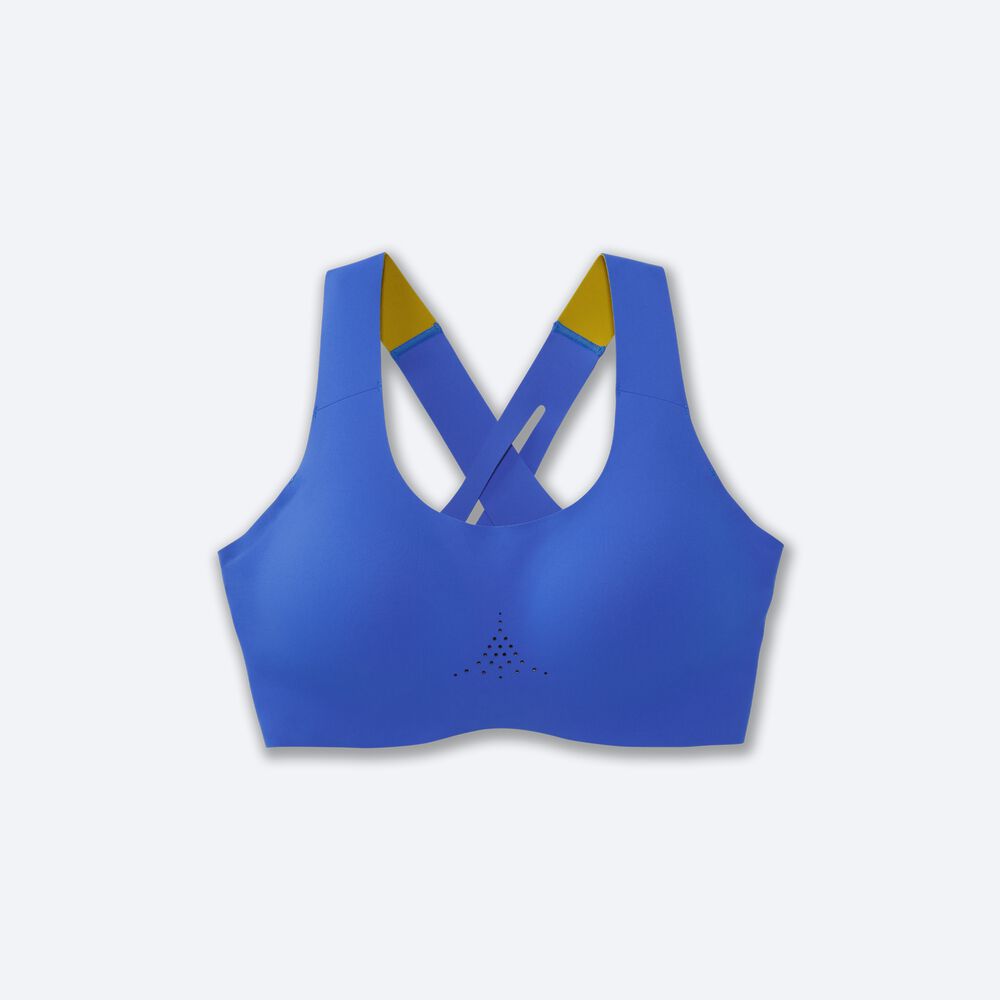 Brooks Dare Crossback Run Bra 2.0 Női Sportmelltartó Kék/Arany | HU251897