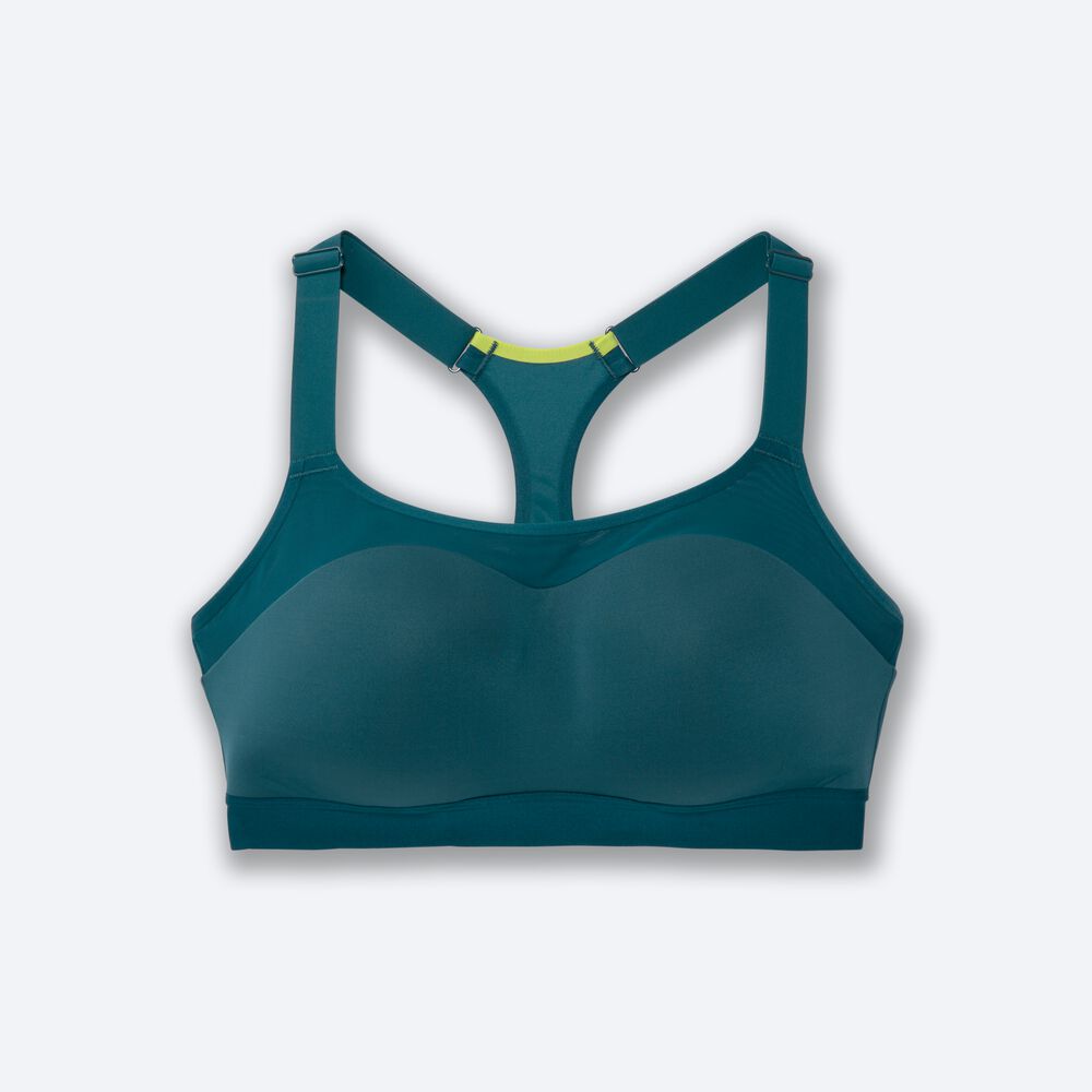 Brooks Dare Racerback Run Bra Női Sportmelltartó Mély/ Világos Zöld | HU506381