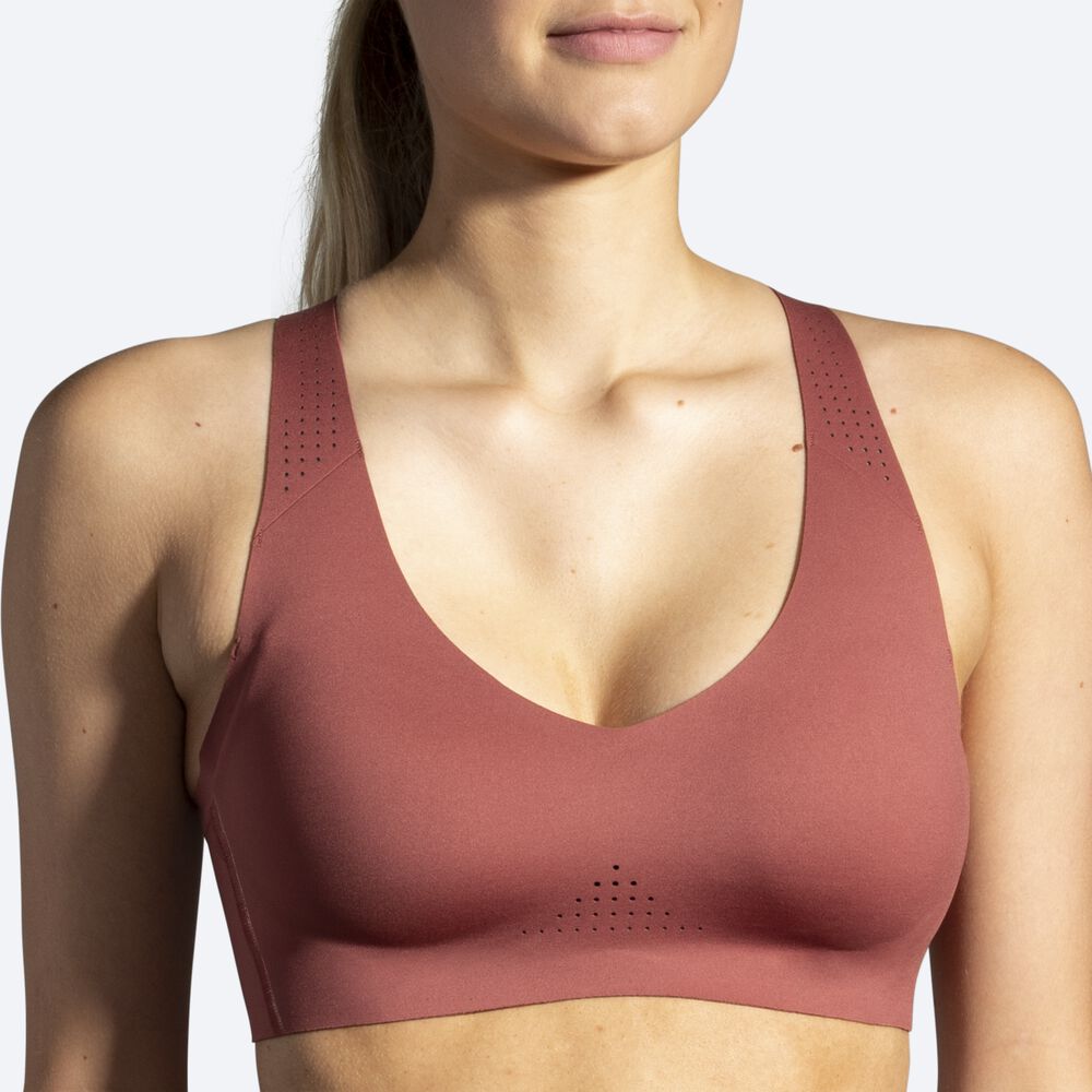 Brooks Dare V Neck Run Bra Női Sportmelltartó / Rózsaszín | HU364705