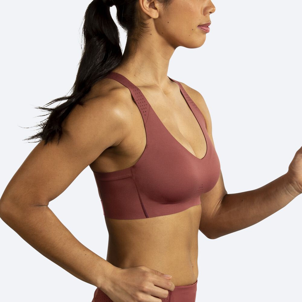 Brooks Dare V Neck Run Bra Női Sportmelltartó / Rózsaszín | HU364705