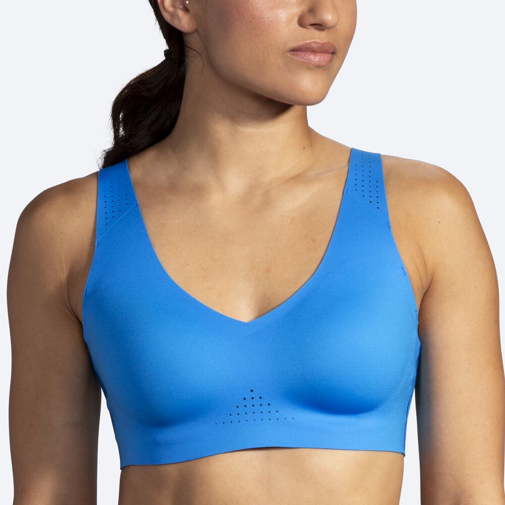 Brooks Dare V Neck Run Bra Női Sportmelltartó Kék | HU470851