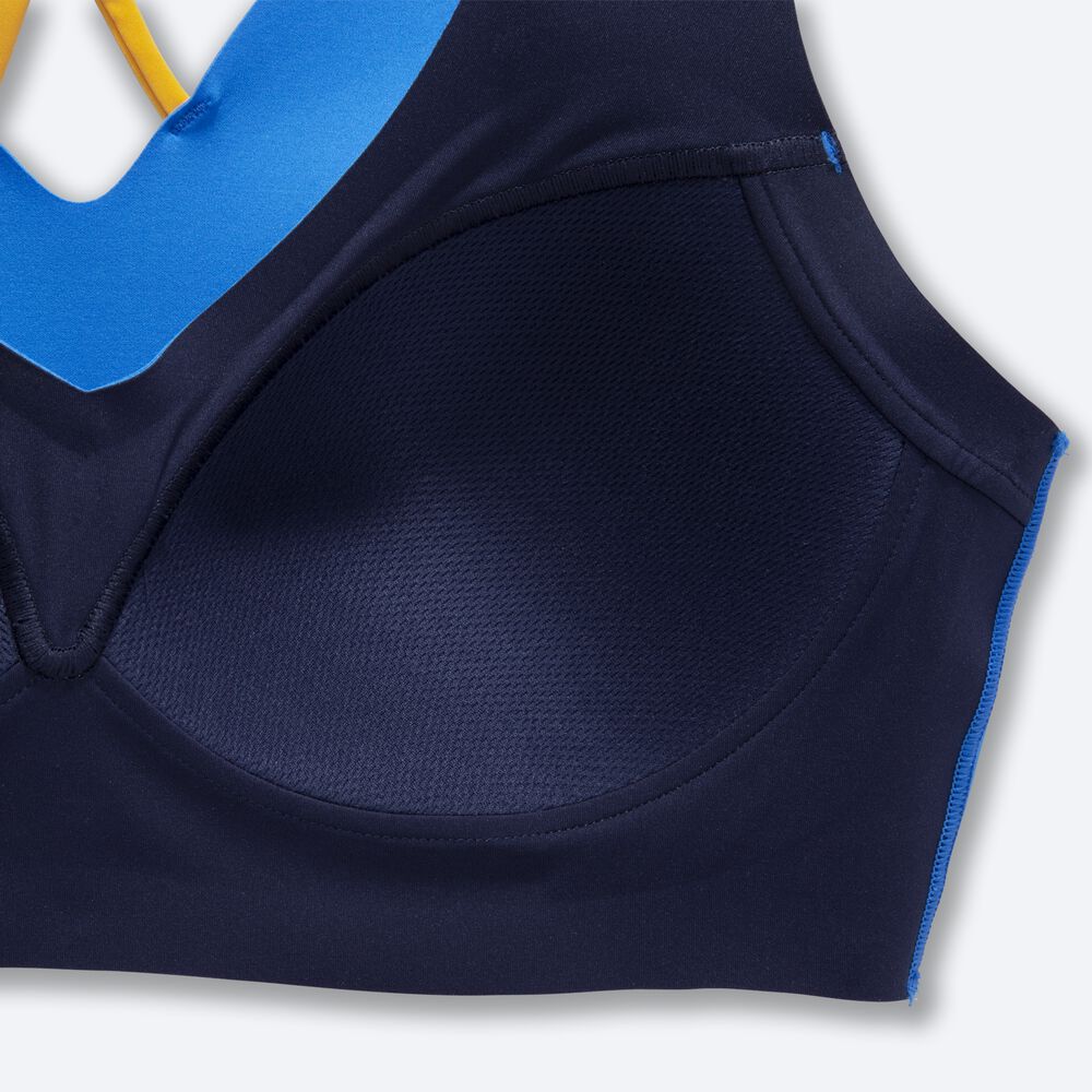 Brooks Dare V Neck Run Bra Női Sportmelltartó Kék | HU470851