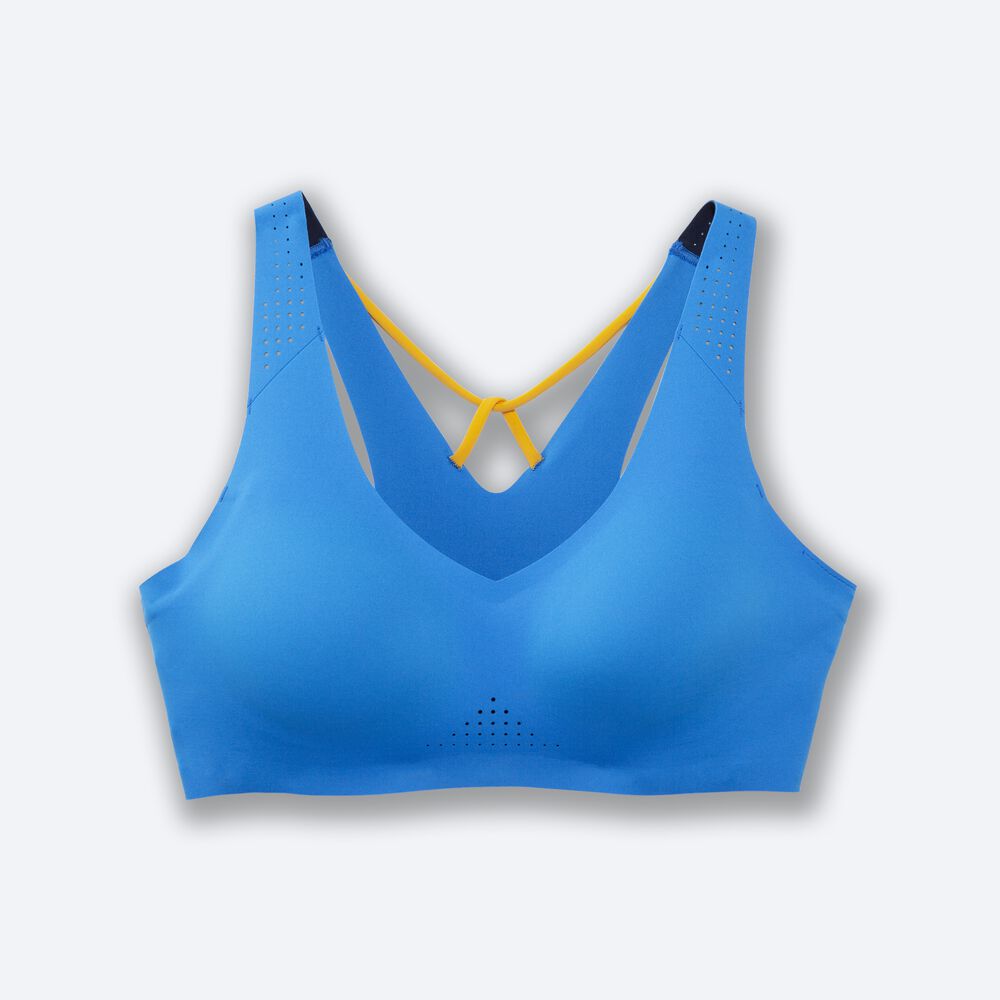 Brooks Dare V Neck Run Bra Női Sportmelltartó Kék | HU470851