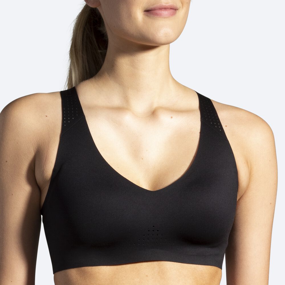 Brooks Dare V Neck Run Bra Női Sportmelltartó Fekete | HU502317