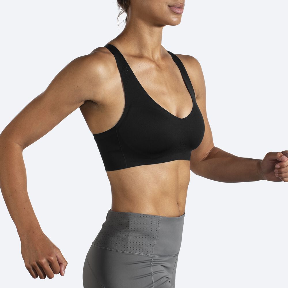 Brooks Dare V Neck Run Bra Női Sportmelltartó Fekete | HU502317