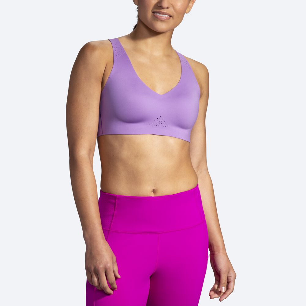 Brooks Dare V Neck Run Bra Női Sportmelltartó Lila | HU635128