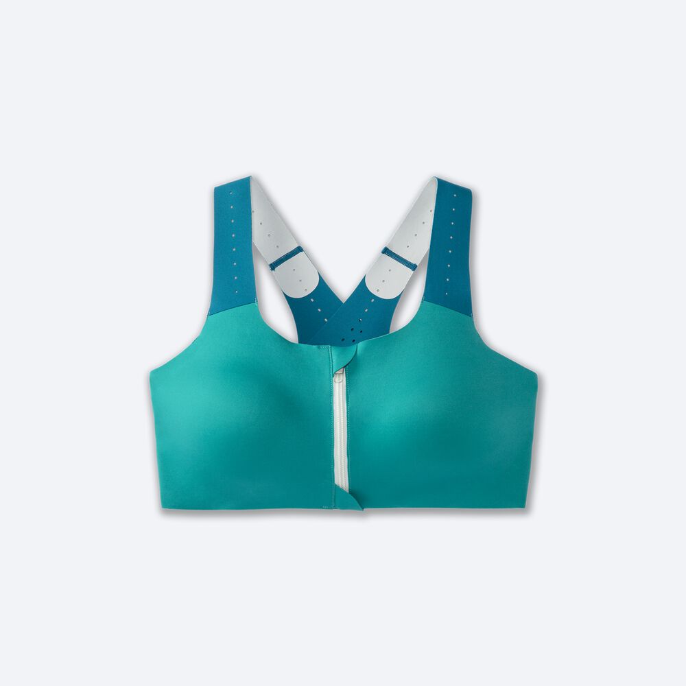 Brooks Dare Zip Run Bra 2.0 Női Sportmelltartó Zöld/Világos Menta | HU589201