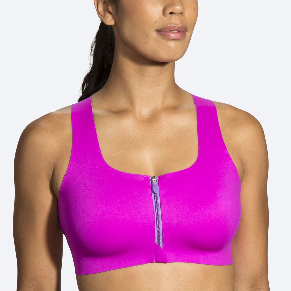 Brooks Dare Zip Run Bra Női Sportmelltartó Rózsaszín/Lila | HU367901