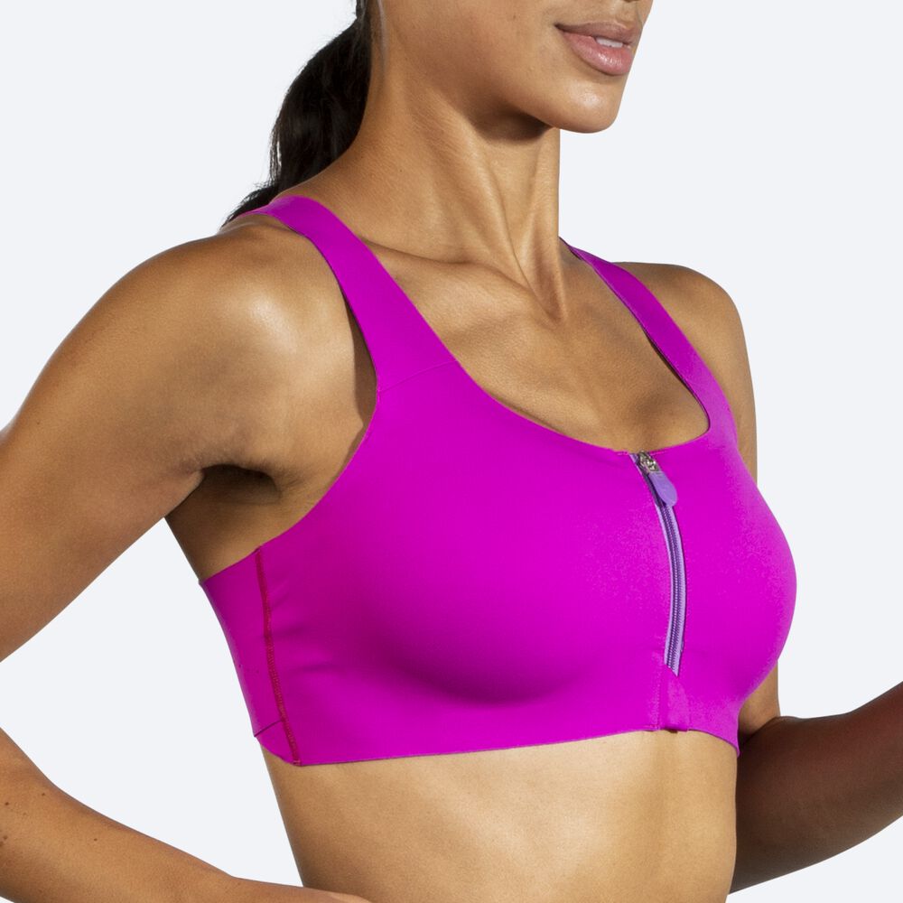 Brooks Dare Zip Run Bra Női Sportmelltartó Rózsaszín/Lila | HU367901