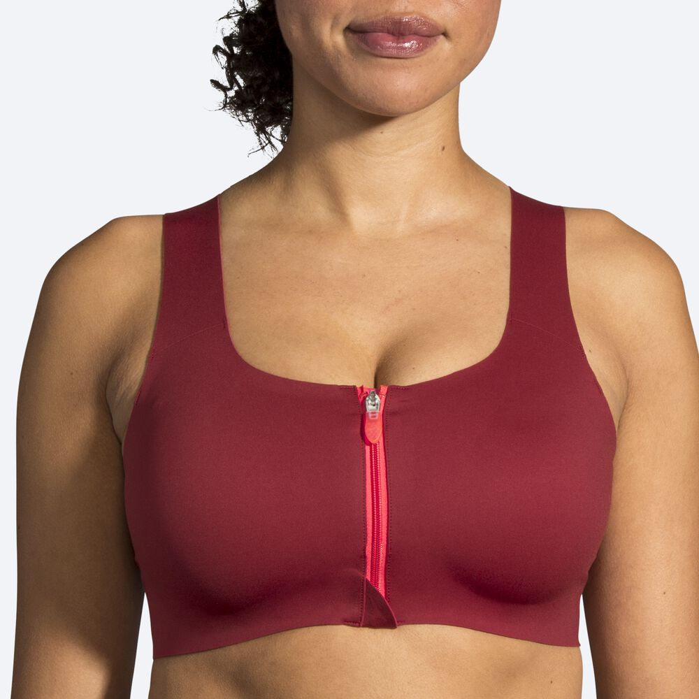 Brooks Dare Zip Run Bra Női Sportmelltartó Piros | HU382467