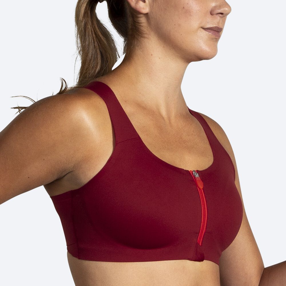 Brooks Dare Zip Run Bra Női Sportmelltartó Piros | HU382467