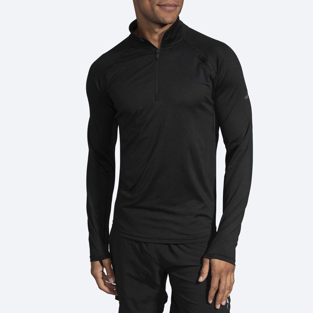 Brooks Dash 1/2 Zip Férfi Kabát Fekete | HU806317