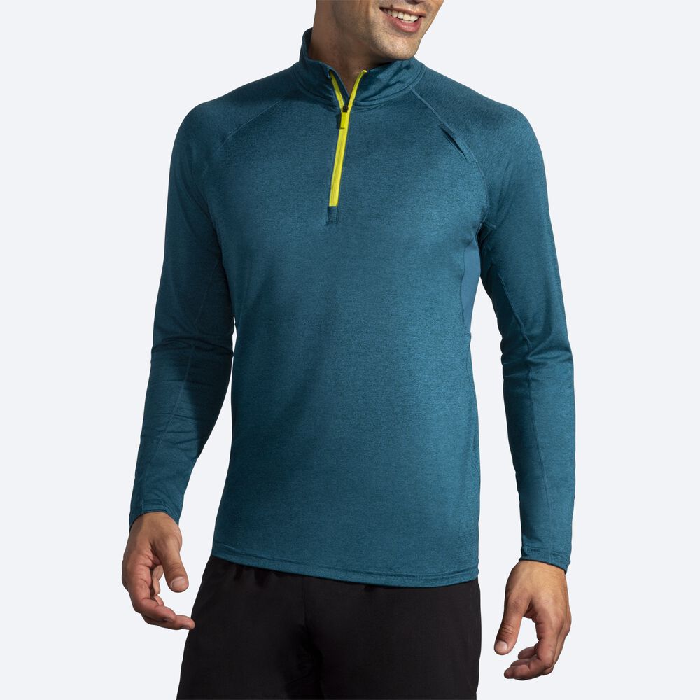 Brooks Dash 1/2 Zip Férfi Kabát MélyZöld | HU076438