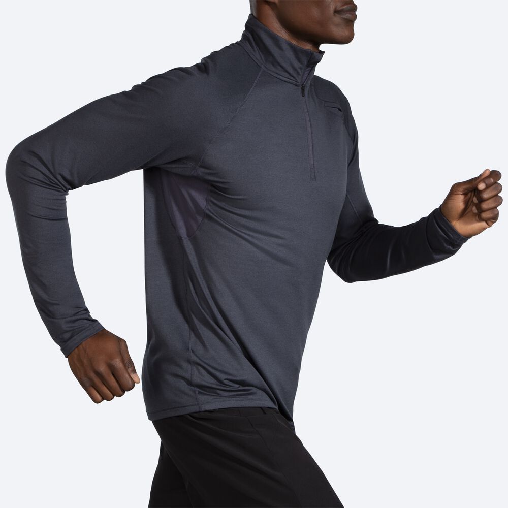 Brooks Dash 1/2 Zip Férfi Kabát Sötét Szürke | HU630542