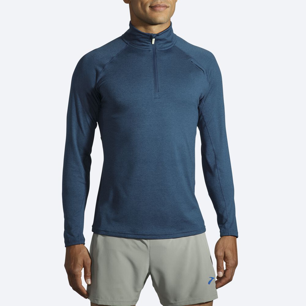 Brooks Dash 1/2 Zip Férfi Kabát Sötétkék | HU263954