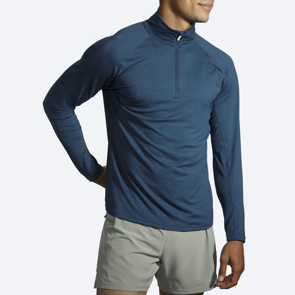 Brooks Dash 1/2 Zip Férfi Kabát Sötétkék | HU263954