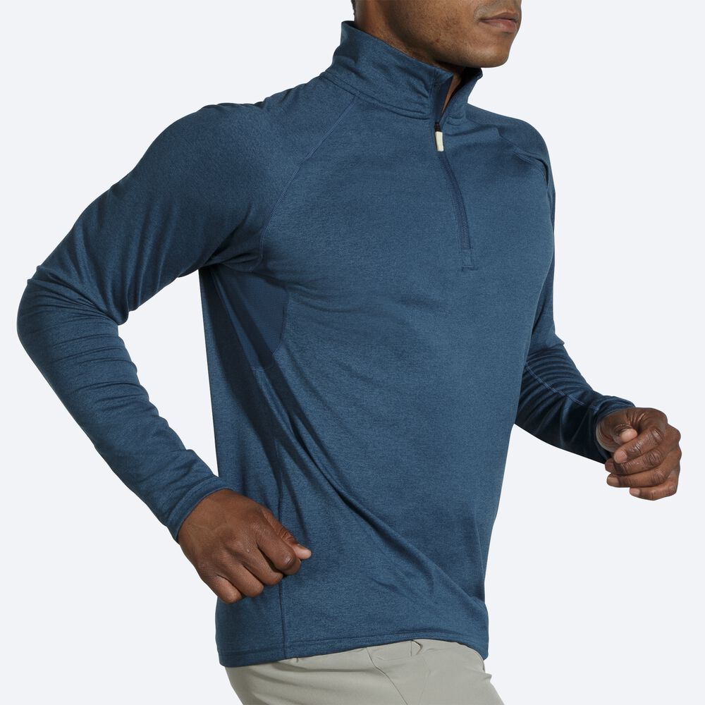 Brooks Dash 1/2 Zip Férfi Kabát Sötétkék | HU263954