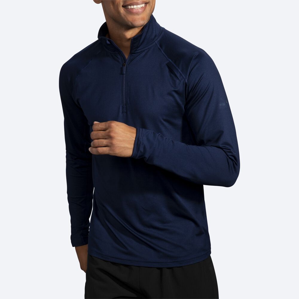 Brooks Dash 1/2 Zip Férfi Kabát Sötétkék | HU395610