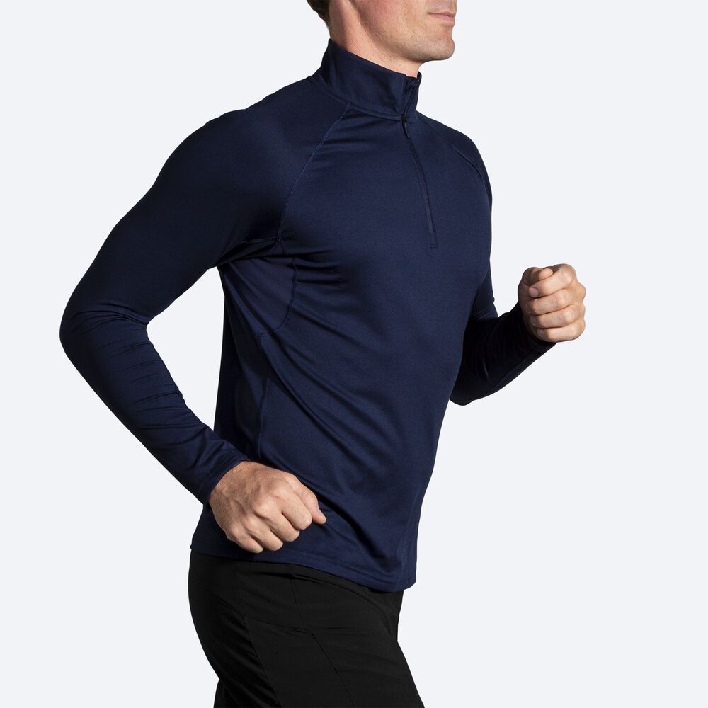 Brooks Dash 1/2 Zip Férfi Kabát Sötétkék | HU395610