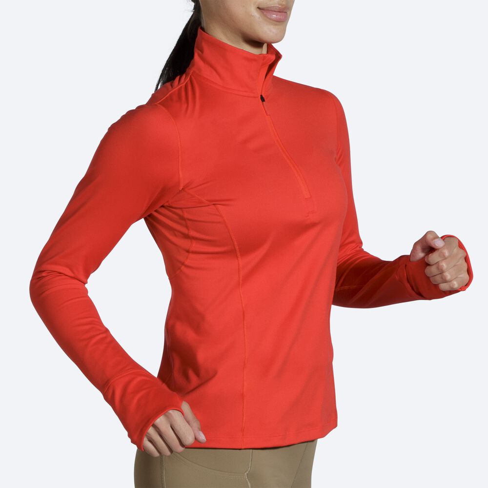 Brooks Dash 1/2 Zip Női Kabát Piros | HU965137