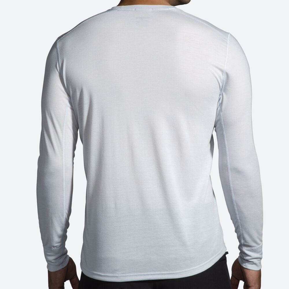 Brooks Distance Grafika Long Sleeve Férfi Póló Fehér | HU157394