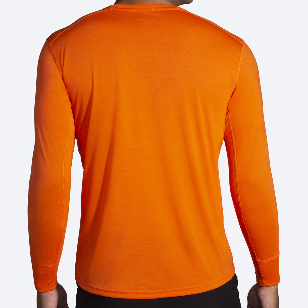 Brooks Distance Grafika Long Sleeve Férfi Póló Narancssárga | HU196253