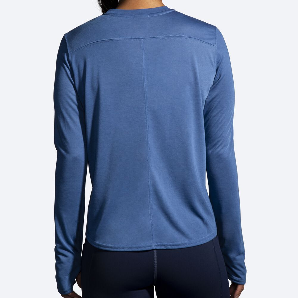 Brooks Distance Grafika Long Sleeve Női Póló Kék Szürke | HU130572