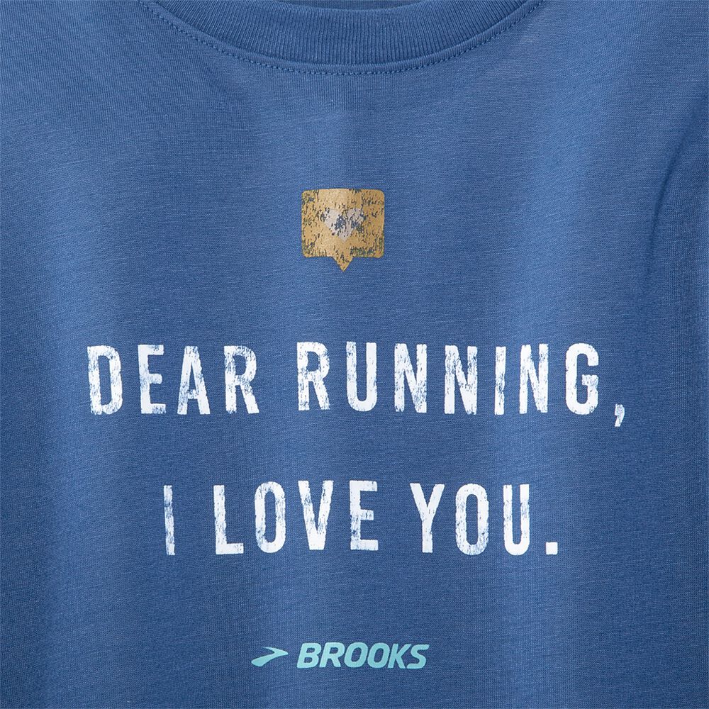 Brooks Distance Grafika Long Sleeve Női Póló Kék Szürke | HU130572