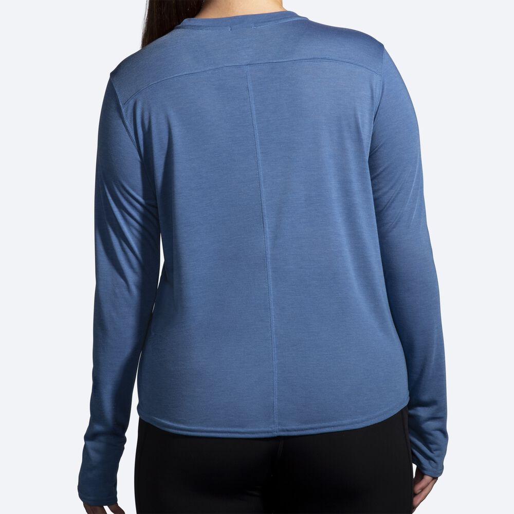 Brooks Distance Grafika Long Sleeve Női Póló Kék Szürke | HU496012