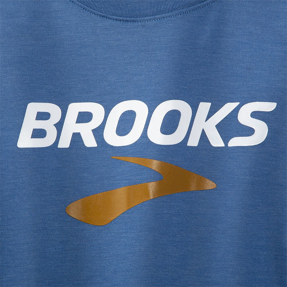 Brooks Distance Grafika Long Sleeve Női Póló Kék Szürke | HU496012