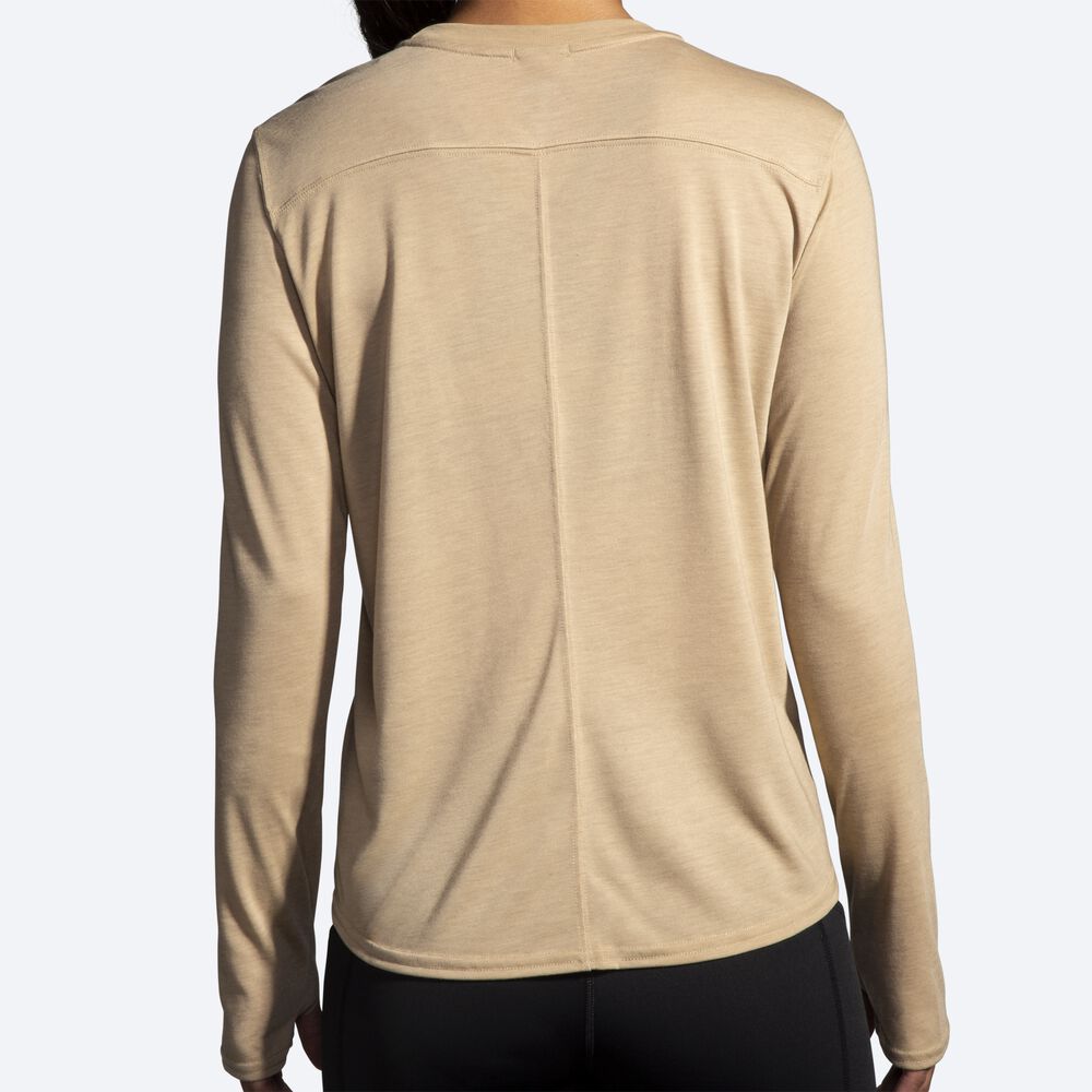 Brooks Distance Grafika Long Sleeve Női Póló Bézs | HU740362