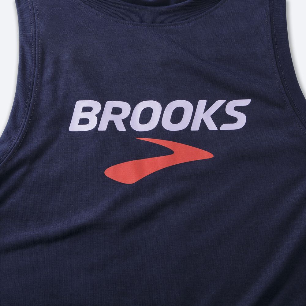 Brooks Distance Grafika Női Ujjatlan Póló Sötétkék | HU409186