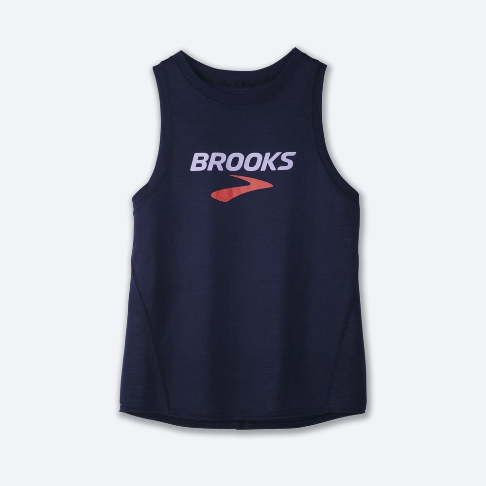 Brooks Distance Grafika Női Ujjatlan Póló Sötétkék | HU409186