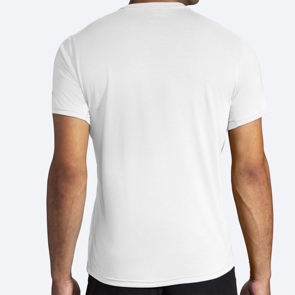 Brooks Distance Grafika Short Sleeve Férfi Póló Fehér | HU026183