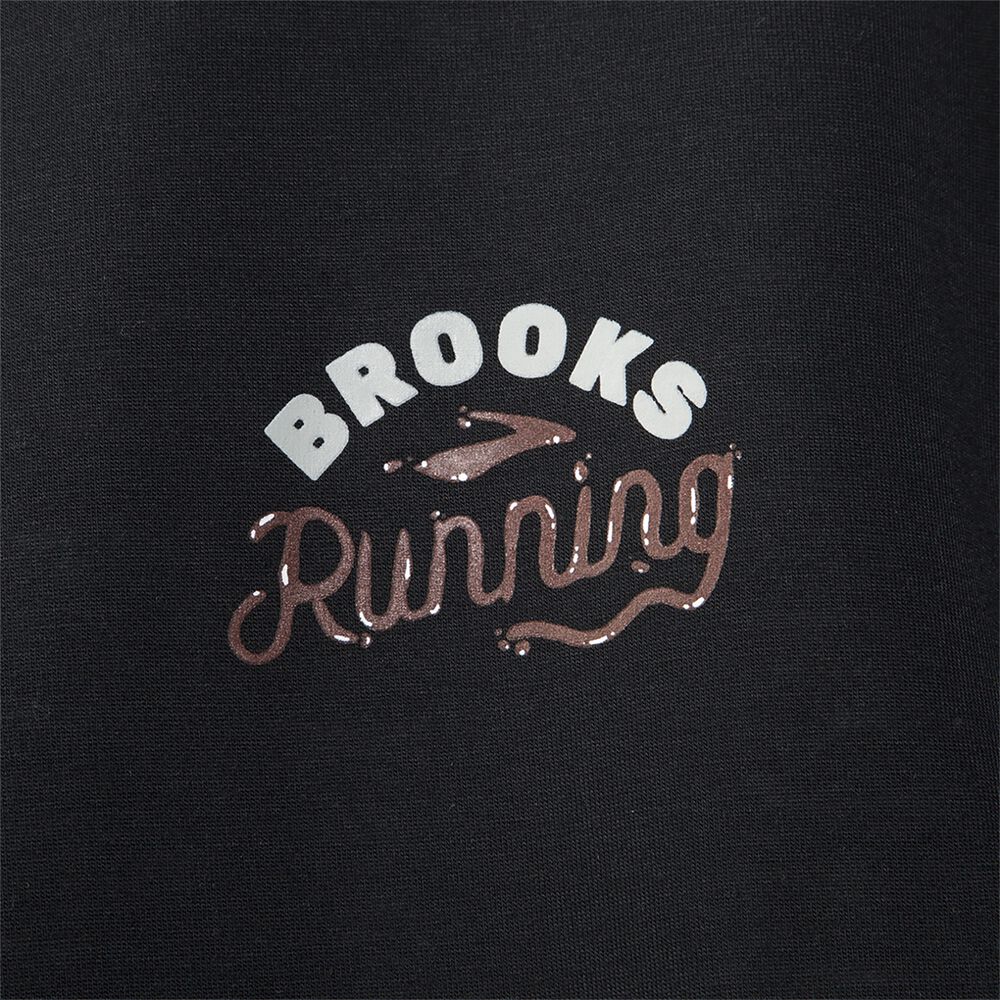 Brooks Distance Grafika Short Sleeve Férfi Póló Fekete | HU278961