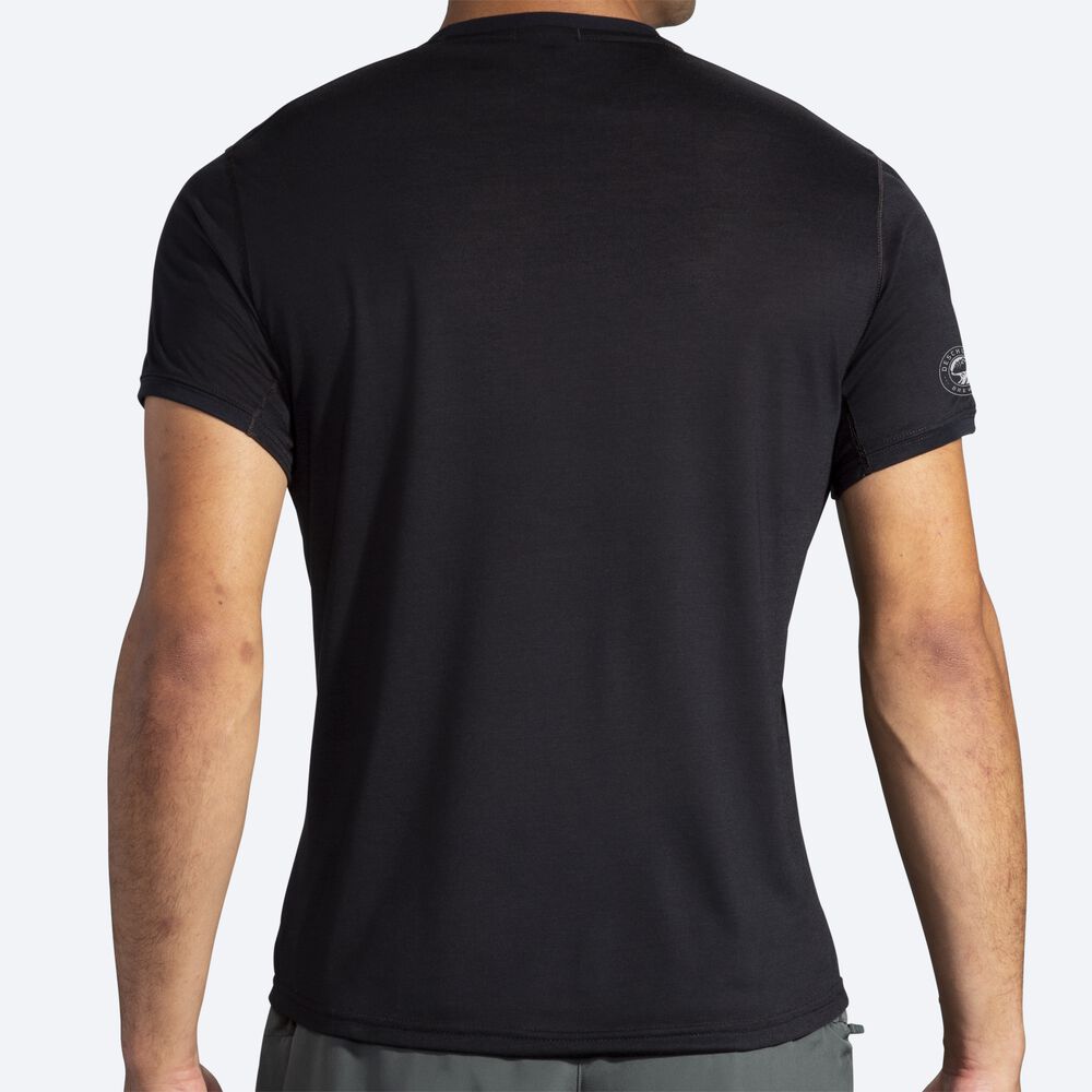 Brooks Distance Grafika Short Sleeve Férfi Póló Fekete | HU307842