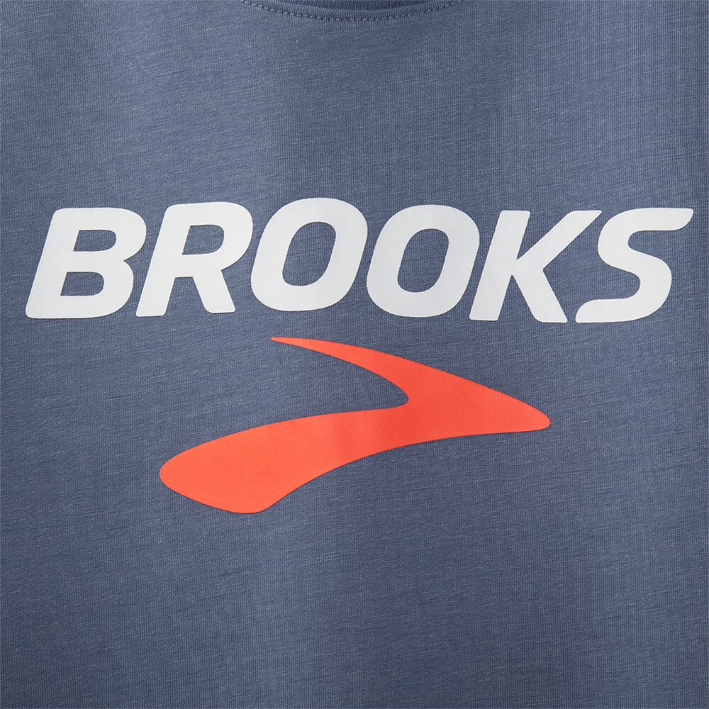 Brooks Distance Grafika Short Sleeve Férfi Póló Szürke | HU325647