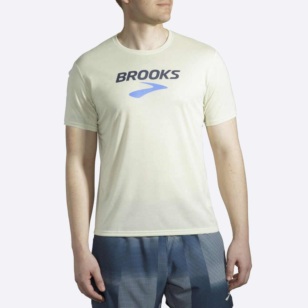 Brooks Distance Grafika Short Sleeve Férfi Póló Narancssárga | HU593124