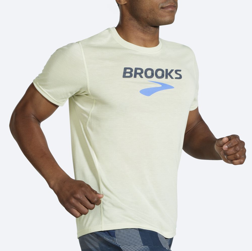 Brooks Distance Grafika Short Sleeve Férfi Póló Narancssárga | HU593124