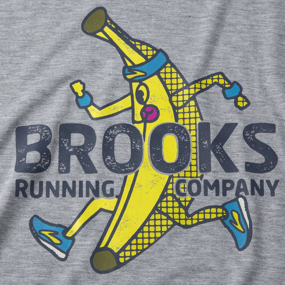 Brooks Distance Grafika Short Sleeve Férfi Póló Szürke | HU875269