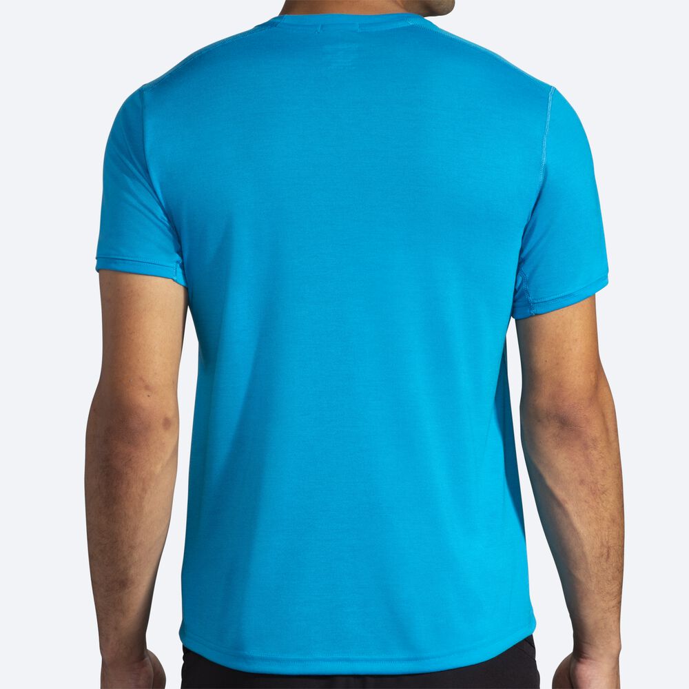 Brooks Distance Grafika Short Sleeve Férfi Póló Kék | HU896253