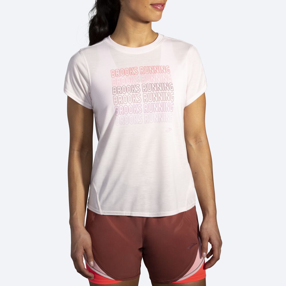 Brooks Distance Grafika Short Sleeve Női Póló Rózsaszín | HU091587