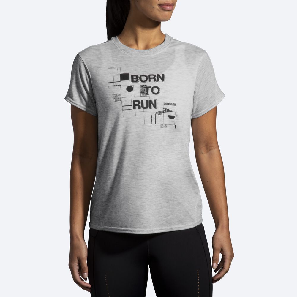 Brooks Distance Grafika Short Sleeve Női Póló Szürke | HU256087