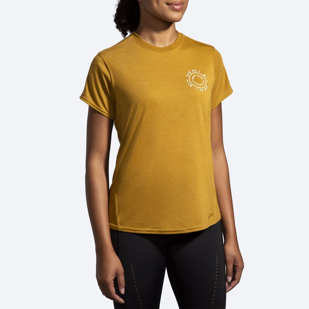 Brooks Distance Grafika Short Sleeve Női Póló Olivazöld | HU306428