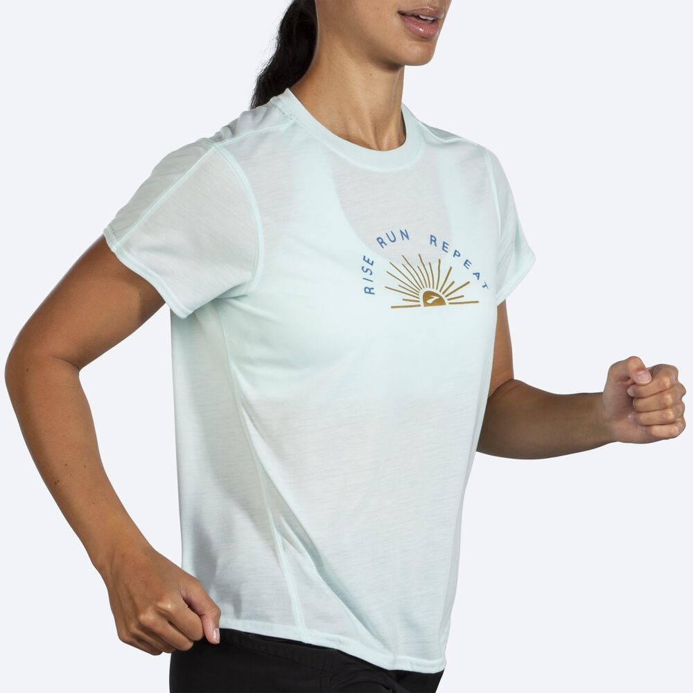 Brooks Distance Grafika Short Sleeve Női Póló Kék | HU392851