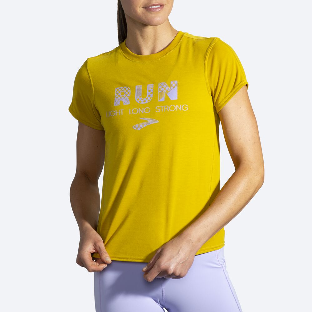 Brooks Distance Grafika Short Sleeve Női Póló Arany | HU648235