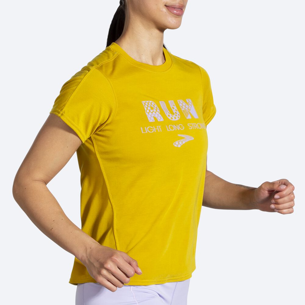 Brooks Distance Grafika Short Sleeve Női Póló Arany | HU648235