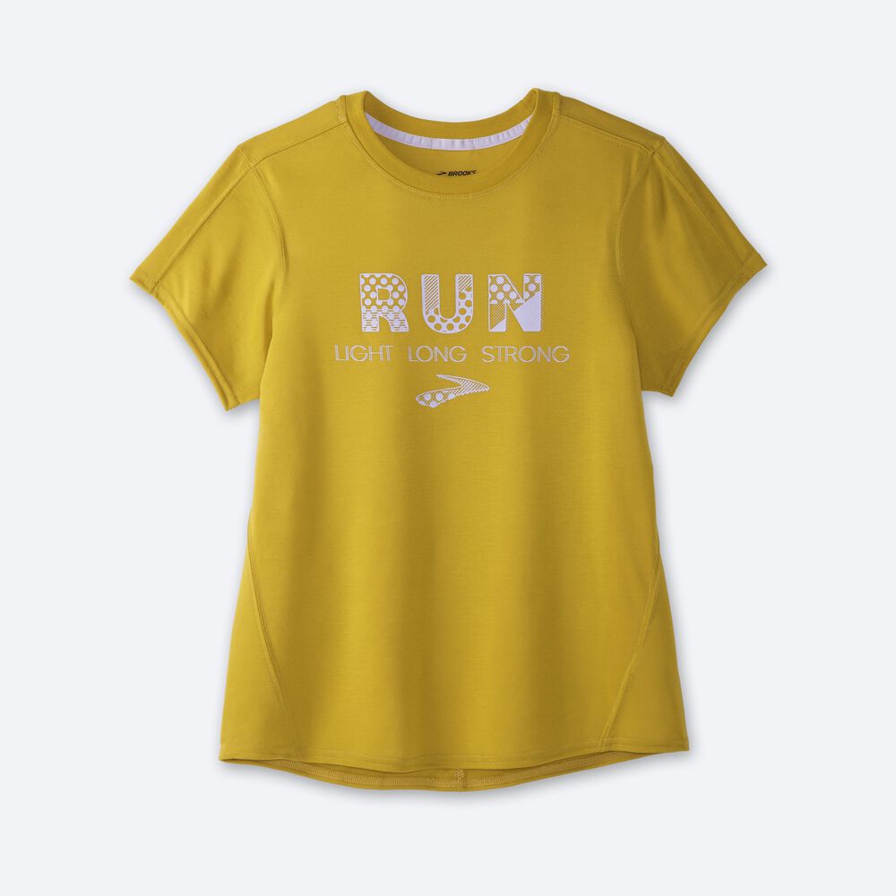 Brooks Distance Grafika Short Sleeve Női Póló Arany | HU648235