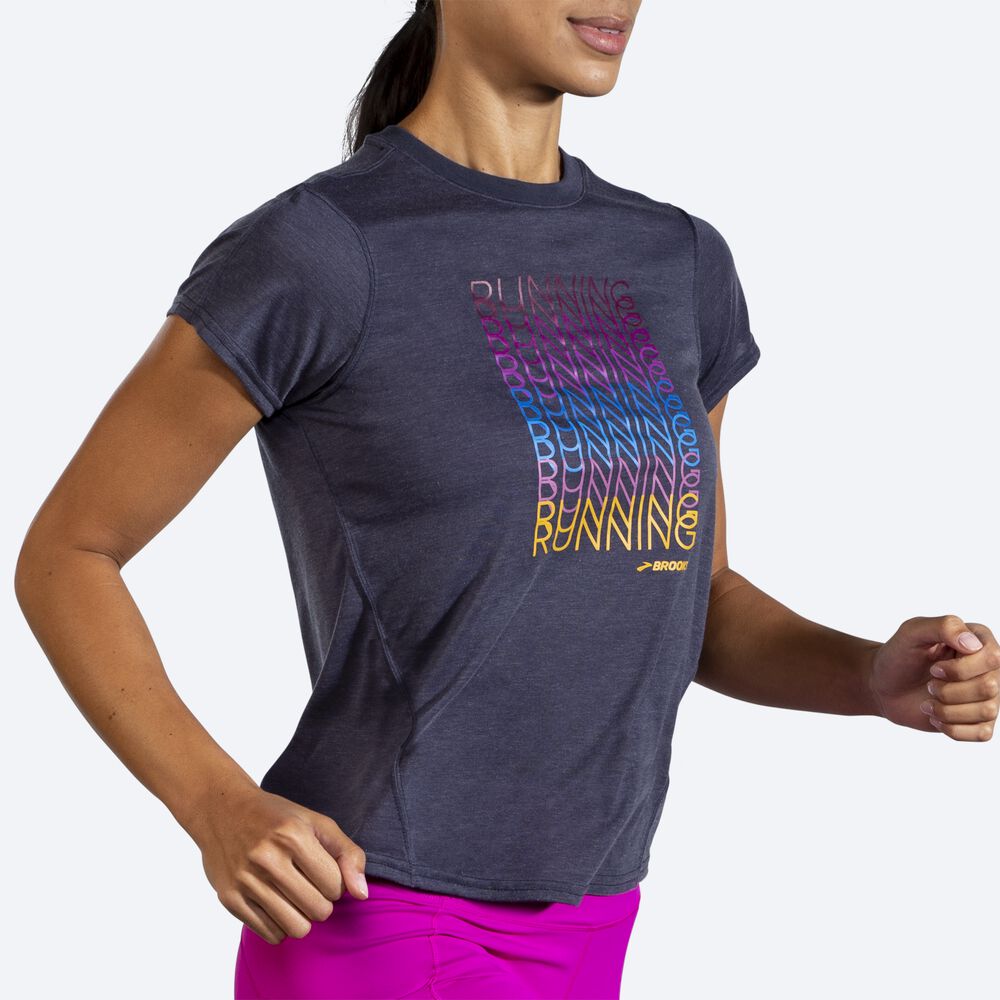 Brooks Distance Grafika Short Sleeve Női Póló Sötétkék | HU759243